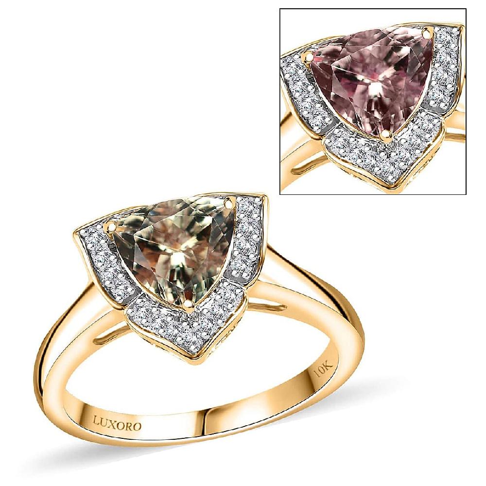 shop lc Certified & Appraised Luxoro AAA Turkizite and G-H I2 Diamond 2.38 ctw Ring in 10K Yellow Gold 4.27 Grams