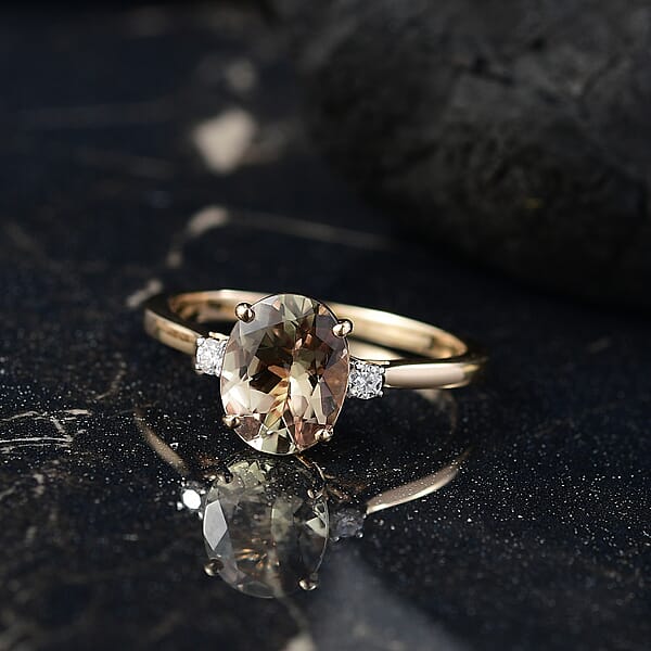 Shop Lc Certified & Appraised Luxoro AAA Turkizite And G-H I2 Diamond 2.32 Ctw Ring In 14K Yellow Gold