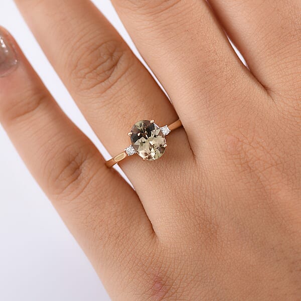 Shop Lc Certified & Appraised Luxoro AAA Turkizite And G-H I2 Diamond 2.32 Ctw Ring In 14K Yellow Gold