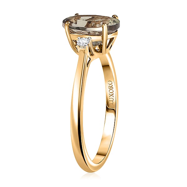 Shop Lc Certified & Appraised Luxoro AAA Turkizite And G-H I2 Diamond 2.32 Ctw Ring In 14K Yellow Gold