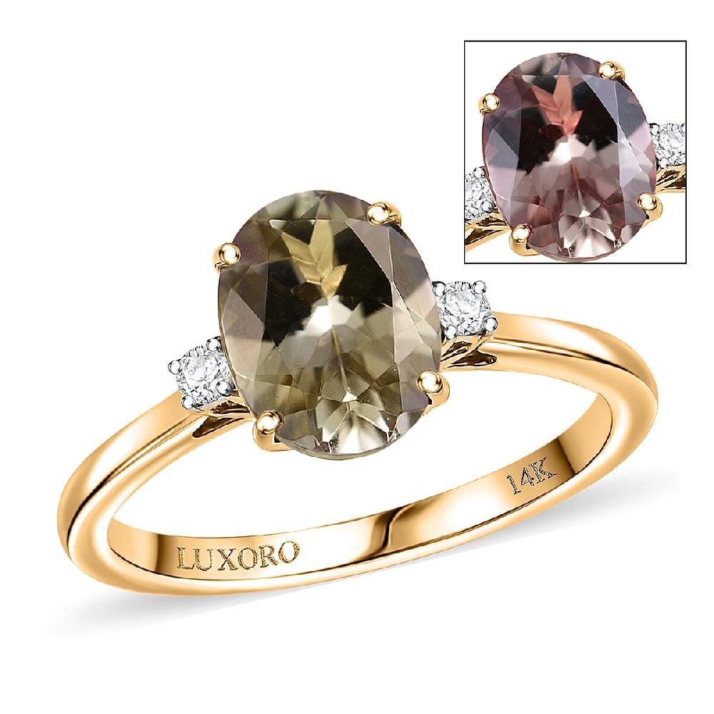 shop lc Certified & Appraised Luxoro AAA Turkizite and G-H I2 Diamond 2.32 ctw Ring in 14K Yellow Gold