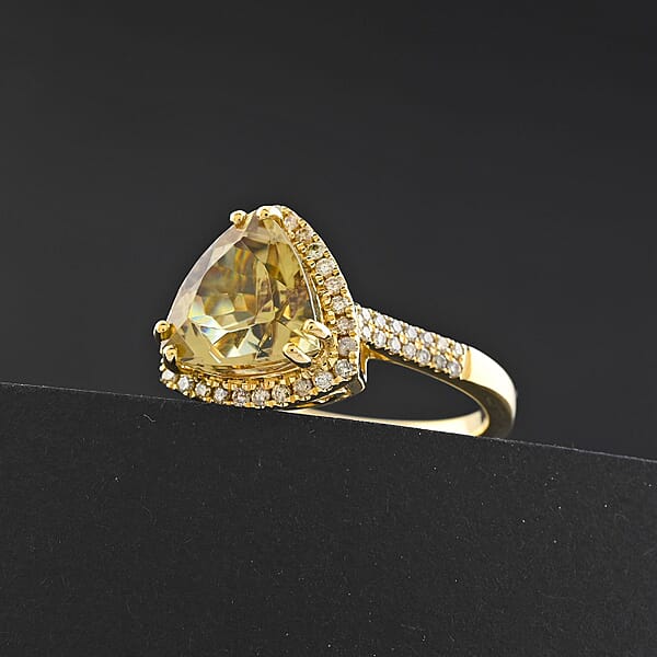 Shop Lc Certified & Appraised Luxoro AAA Turkizite And G-H I2 Diamond 4.50 Ctw Ring In 10K Yellow Gold