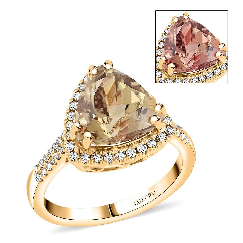 shop lc Certified & Appraised Luxoro AAA Turkizite and G-H I2 Diamond 4.50 ctw Ring in 10K Yellow Gold