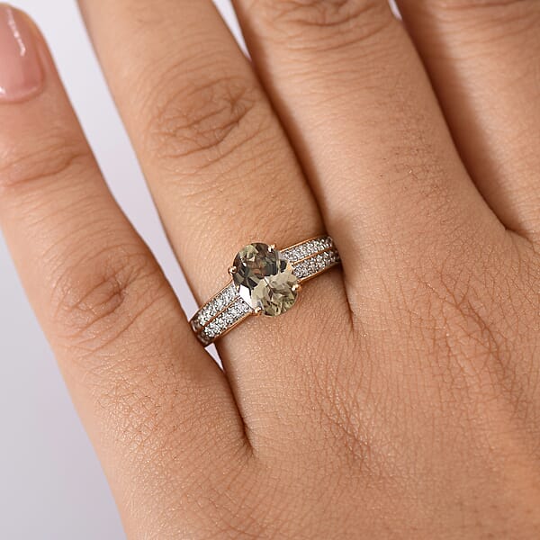 Shop Lc Certified & Appraised Luxoro AAA Turkizite And G-H I2 Diamond 2.33 Ctw Ring In 14K Yellow Gold