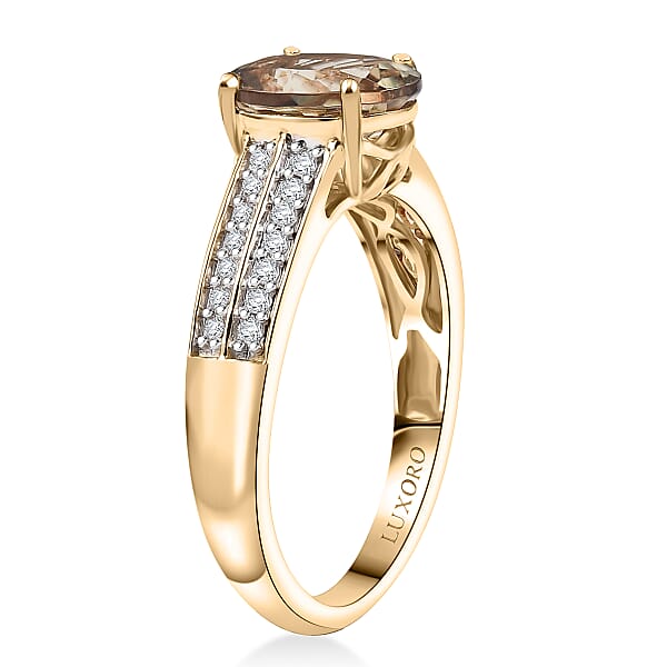 Shop Lc Certified & Appraised Luxoro AAA Turkizite And G-H I2 Diamond 2.33 Ctw Ring In 14K Yellow Gold