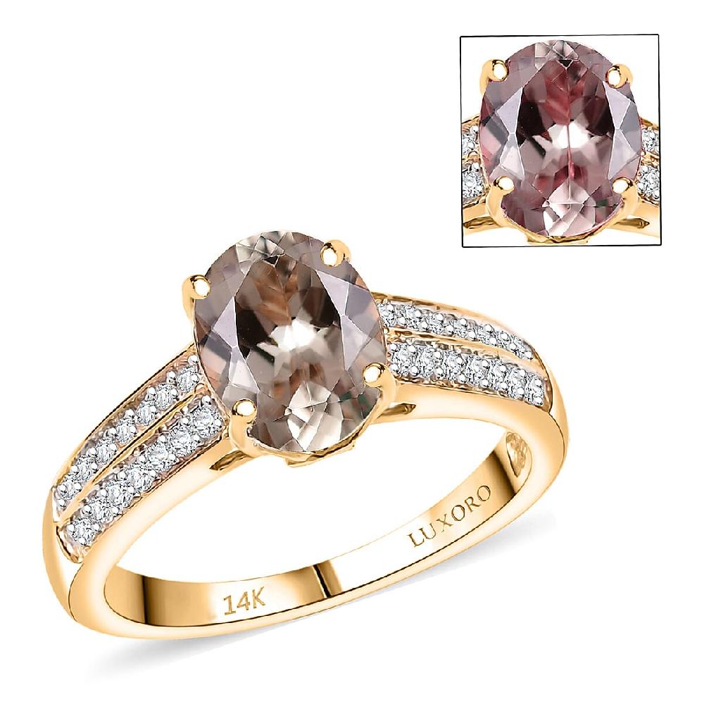 shop lc Certified & Appraised Luxoro AAA Turkizite and G-H I2 Diamond 2.33 ctw Ring in 14K Yellow Gold