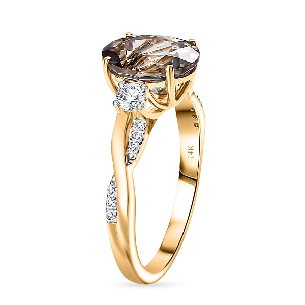 Shop Lc Certified & Appraised Luxoro AAA Turkizite And G-H I2 Diamond 3.43 Ctw Ring In 14K Yellow Gold (Del. In 10-15 Days)