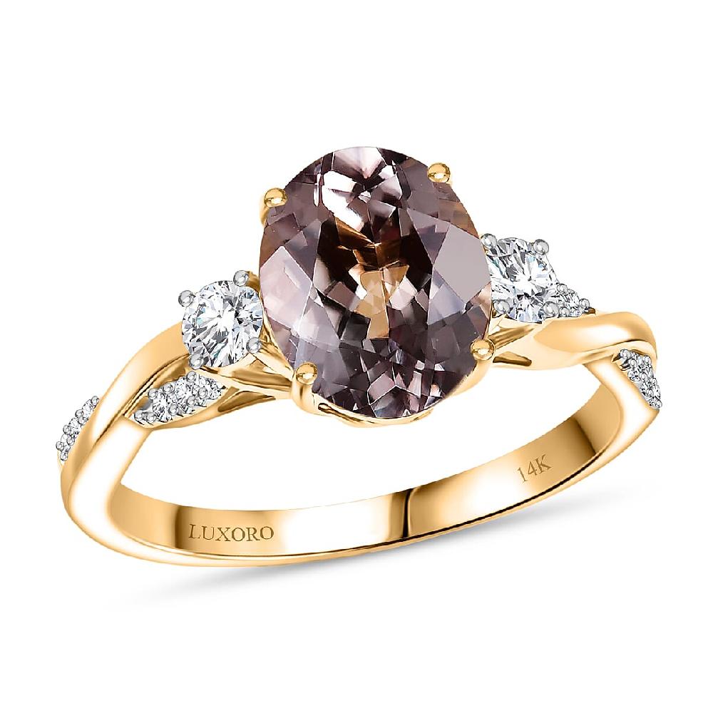 shop lc Certified & Appraised Luxoro AAA Turkizite and G-H I2 Diamond 3.43 ctw Ring in 14K Yellow Gold (Del. in 10-15 Days)