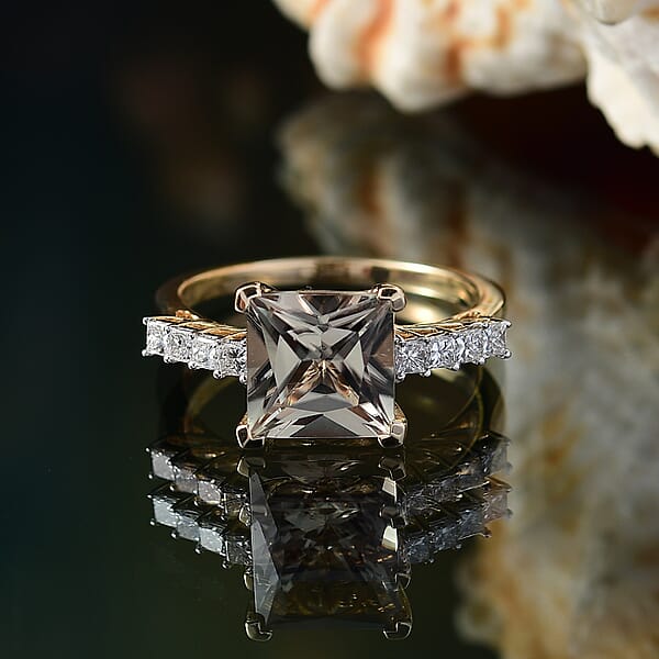 Shop Lc Certified & Appraised Luxoro AAA Turkizite And G-H I2 Diamond 4.74 Ctw Ring In 14K Yellow Gold (Del. In 10-15 Days)