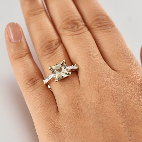 Shop Lc Certified & Appraised Luxoro AAA Turkizite And G-H I2 Diamond 4.74 Ctw Ring In 14K Yellow Gold (Del. In 10-15 Days)