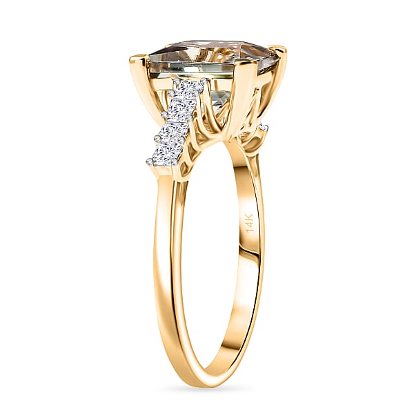 Shop Lc Certified & Appraised Luxoro AAA Turkizite And G-H I2 Diamond 4.74 Ctw Ring In 14K Yellow Gold (Del. In 10-15 Days)