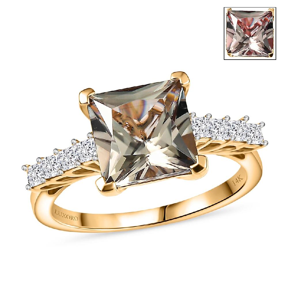 shop lc Certified & Appraised Luxoro AAA Turkizite and G-H I2 Diamond 4.74 ctw Ring in 14K Yellow Gold (Del. in 10-15 Days)