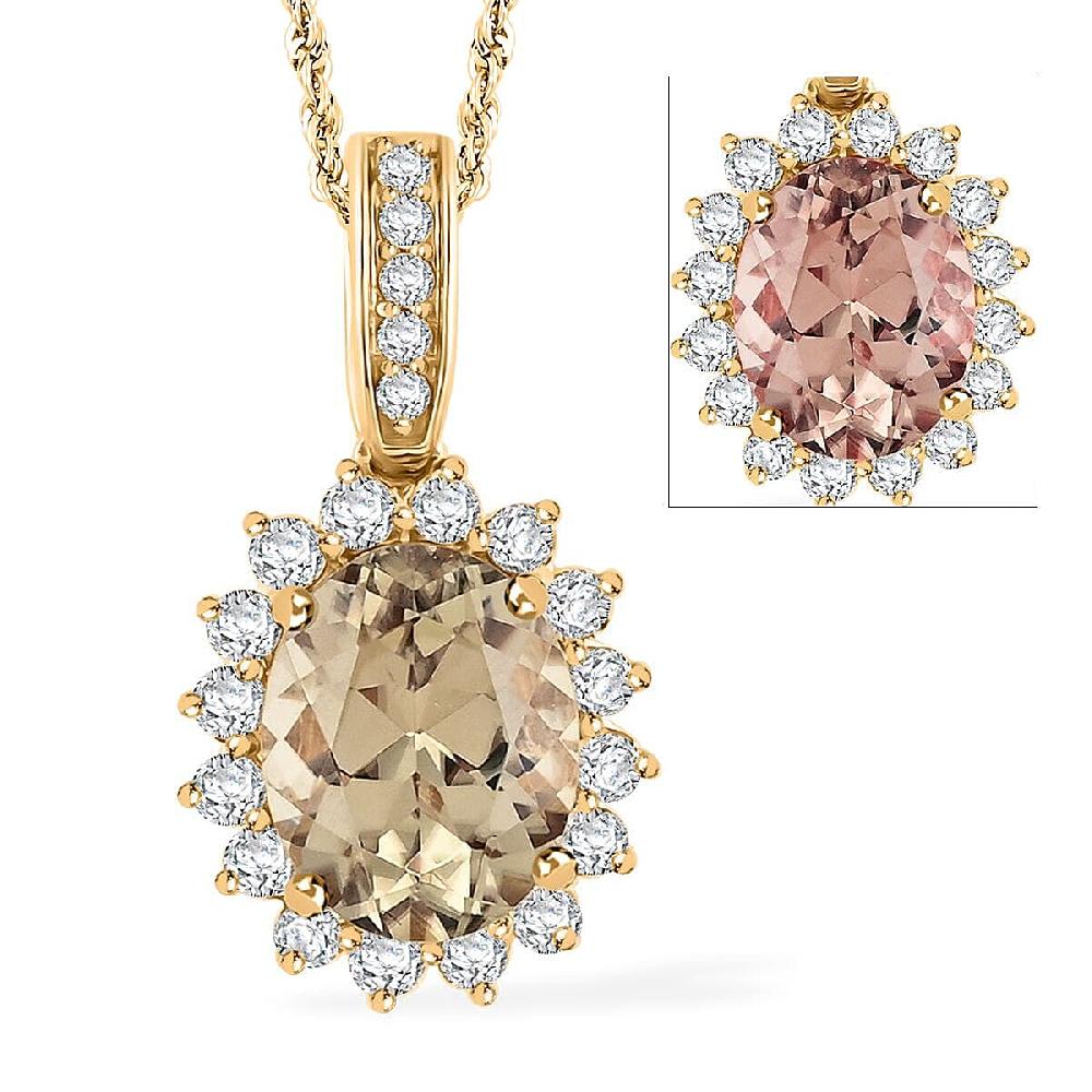 shop lc Certified & Appraised Luxoro AAA Turkizite and G-H I2 Diamond 2.45 ctw Pendant Necklace in 10K Yellow Gold 20 Inches