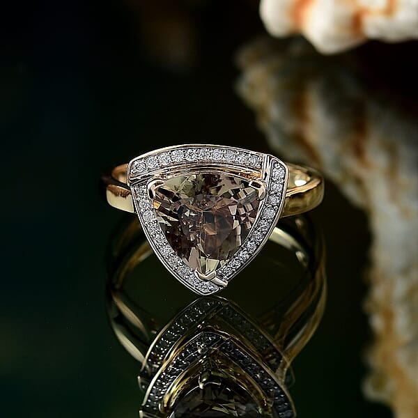 Shop Lc Certified & Appraised Luxoro AAA Turkizite And G-H I2 Diamond 4.16 Ctw Ring In 14K Yellow Gold 4.32 Grams (Del. In 10-15 Days)