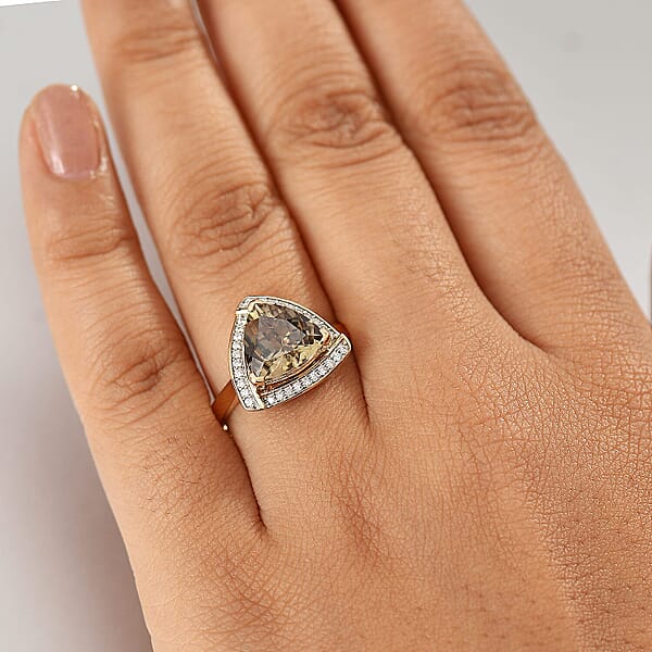 Shop Lc Certified & Appraised Luxoro AAA Turkizite And G-H I2 Diamond 4.16 Ctw Ring In 14K Yellow Gold 4.32 Grams (Del. In 10-15 Days)