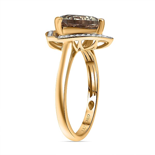Shop Lc Certified & Appraised Luxoro AAA Turkizite And G-H I2 Diamond 4.16 Ctw Ring In 14K Yellow Gold 4.32 Grams (Del. In 10-15 Days)