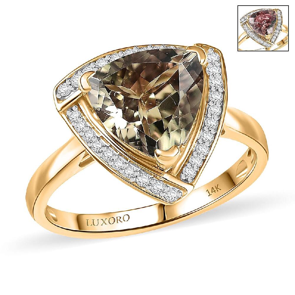 shop lc Certified & Appraised Luxoro AAA Turkizite and G-H I2 Diamond 4.16 ctw Ring in 14K Yellow Gold 4.32 Grams (Del. in 10-15 Days)