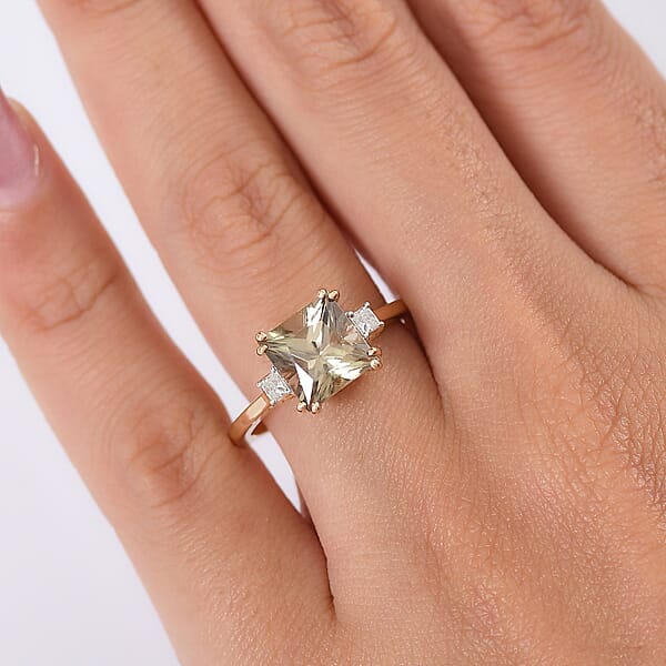 Shop Lc Certified & Appraised Luxoro AAA Turkizite And G-H I2 Diamond 3.00 Ctw Ring In 14K Yellow Gold