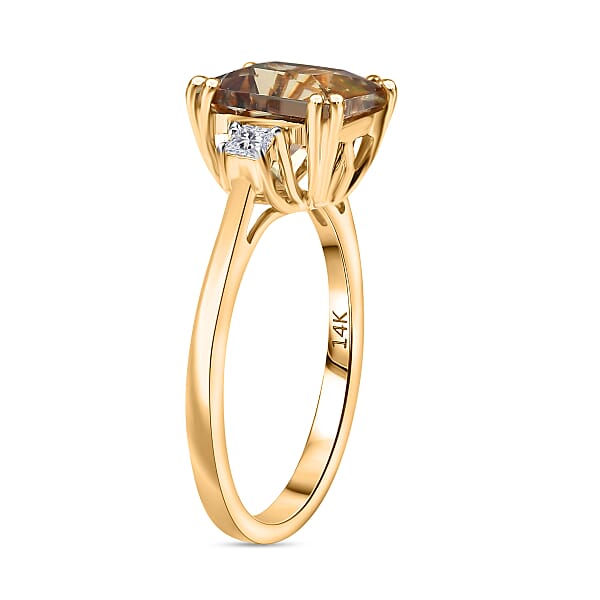 Shop Lc Certified & Appraised Luxoro AAA Turkizite And G-H I2 Diamond 3.00 Ctw Ring In 14K Yellow Gold