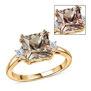 shop lc Certified & Appraised Luxoro AAA Turkizite and G-H I2 Diamond 3.00 ctw Ring in 14K Yellow Gold