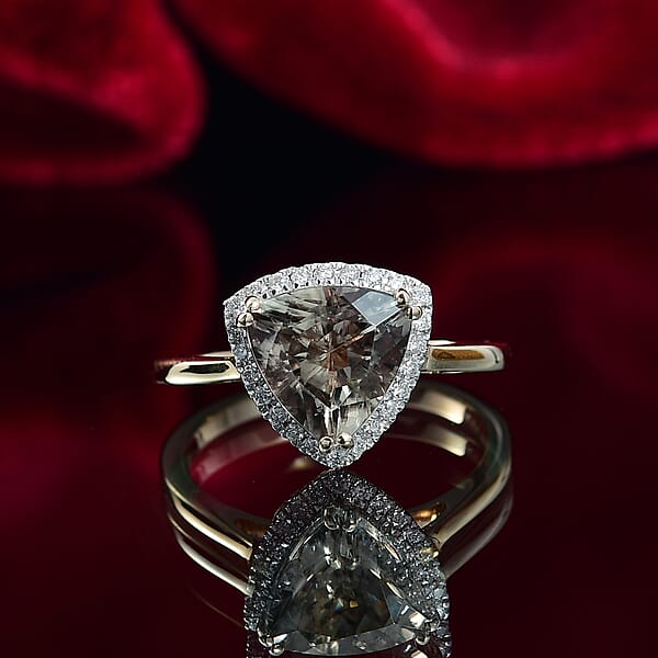 Shop Lc Certified & Appraised Luxoro AAA Turkizite And G-H I2 Diamond 3.42 Ctw Ring In 14K Yellow Gold