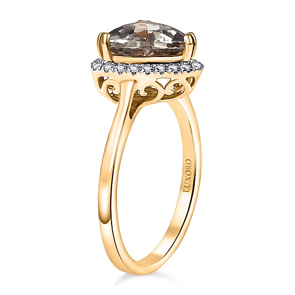 Shop Lc Certified & Appraised Luxoro AAA Turkizite And G-H I2 Diamond 3.42 Ctw Ring In 14K Yellow Gold