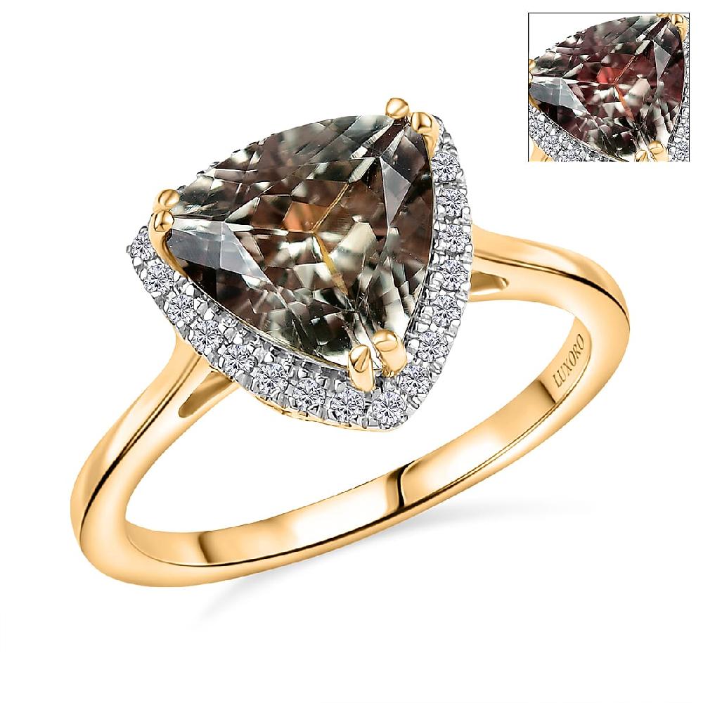 shop lc Certified & Appraised Luxoro AAA Turkizite and G-H I2 Diamond 3.42 ctw Ring in 14K Yellow Gold