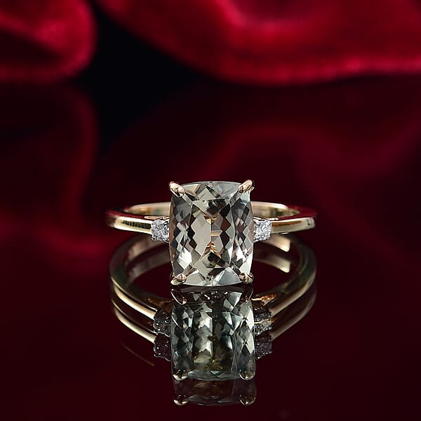 Shop Lc Certified & Appraised Luxoro AAA Turkizite And G-H I2 Diamond 4.36 Ctw Ring In 14K Yellow Gold