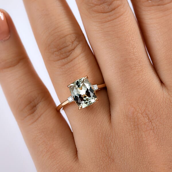 Shop Lc Certified & Appraised Luxoro AAA Turkizite And G-H I2 Diamond 4.36 Ctw Ring In 14K Yellow Gold