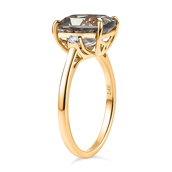 Shop Lc Certified & Appraised Luxoro AAA Turkizite And G-H I2 Diamond 4.36 Ctw Ring In 14K Yellow Gold
