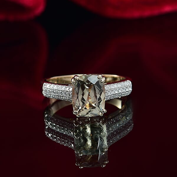 Shop Lc Certified & Appraised Luxoro AAA Turkizite And G-H I2 Diamond 2.75 Ctw Ring In 14K Yellow Gold