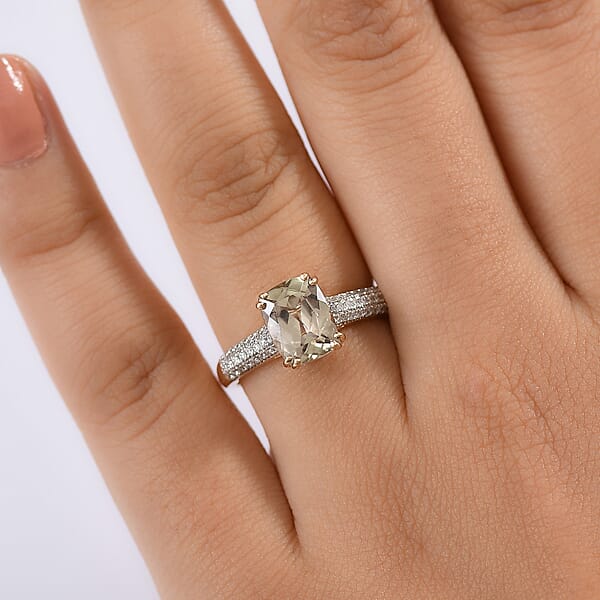 Shop Lc Certified & Appraised Luxoro AAA Turkizite And G-H I2 Diamond 2.75 Ctw Ring In 14K Yellow Gold