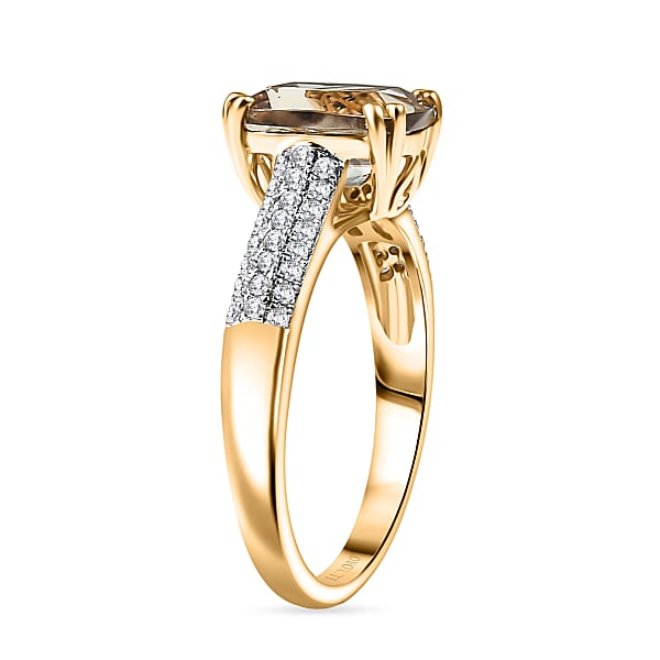 Shop Lc Certified & Appraised Luxoro AAA Turkizite And G-H I2 Diamond 2.75 Ctw Ring In 14K Yellow Gold