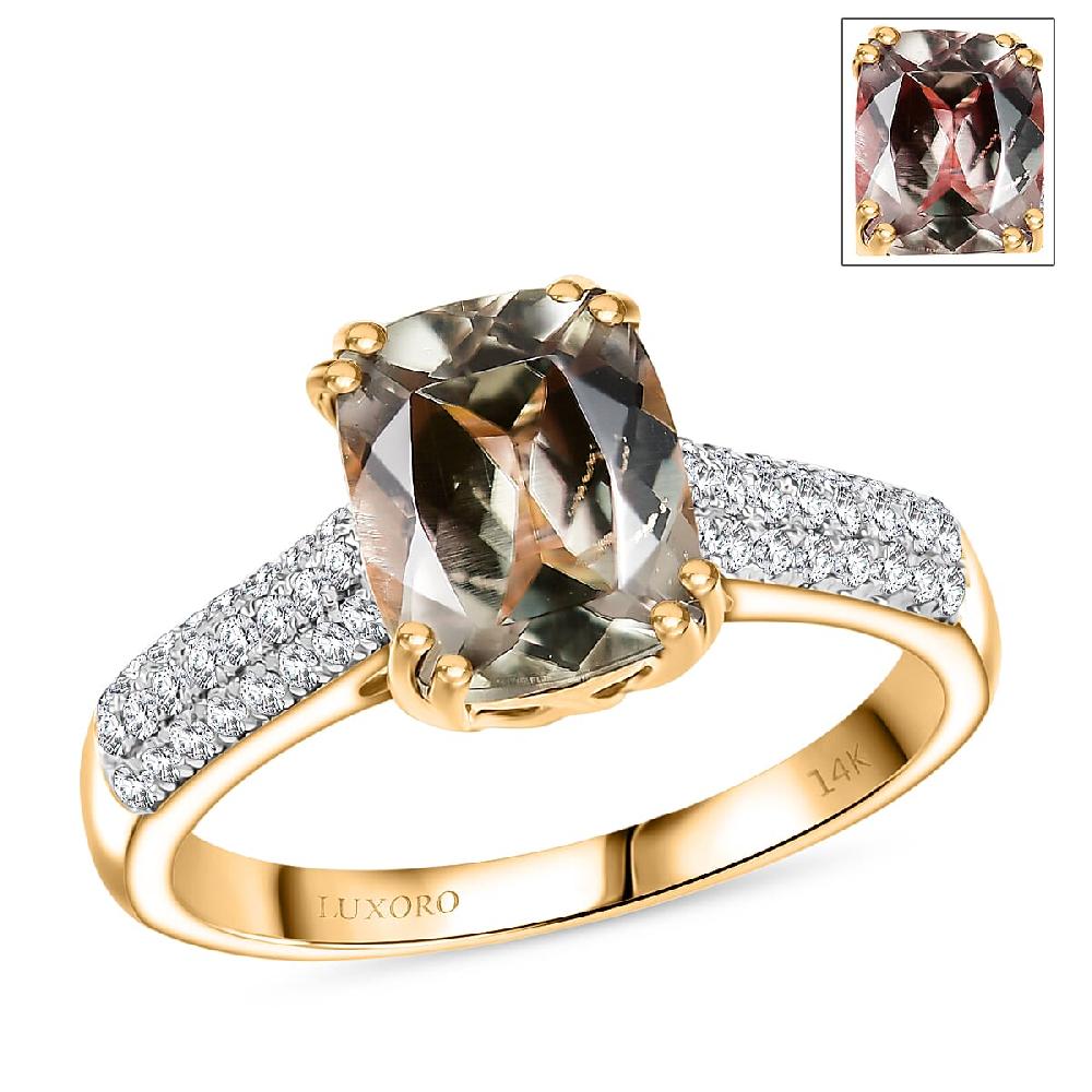 shop lc Certified & Appraised Luxoro AAA Turkizite and G-H I2 Diamond 2.75 ctw Ring in 14K Yellow Gold