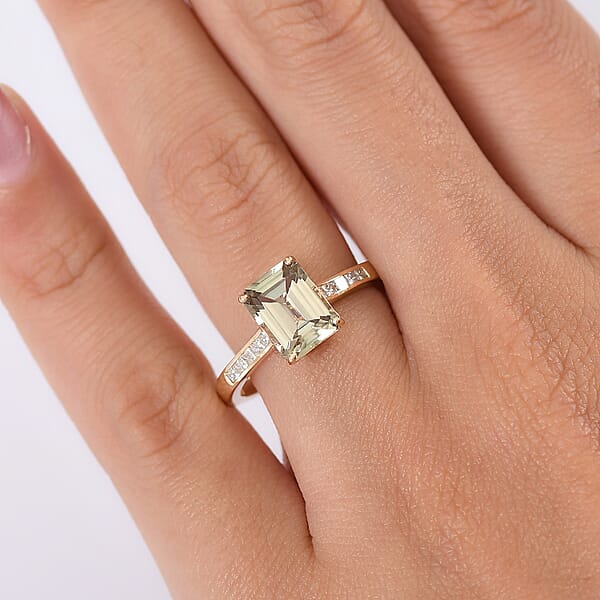 Shop Lc Certified & Appraised Luxoro AAA Turkizite And G-H I2 Diamond 2.86 Ctw Ring In 14K Yellow Gold