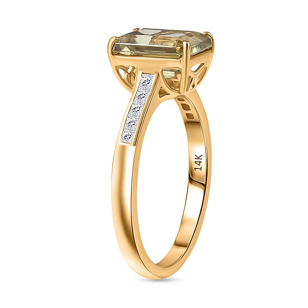 Shop Lc Certified & Appraised Luxoro AAA Turkizite And G-H I2 Diamond 2.86 Ctw Ring In 14K Yellow Gold