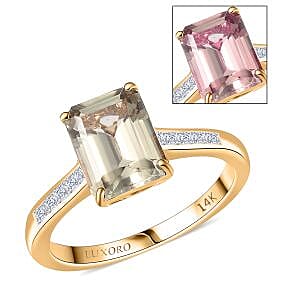 shop lc Certified & Appraised Luxoro AAA Turkizite and G-H I2 Diamond 2.86 ctw Ring in 14K Yellow Gold