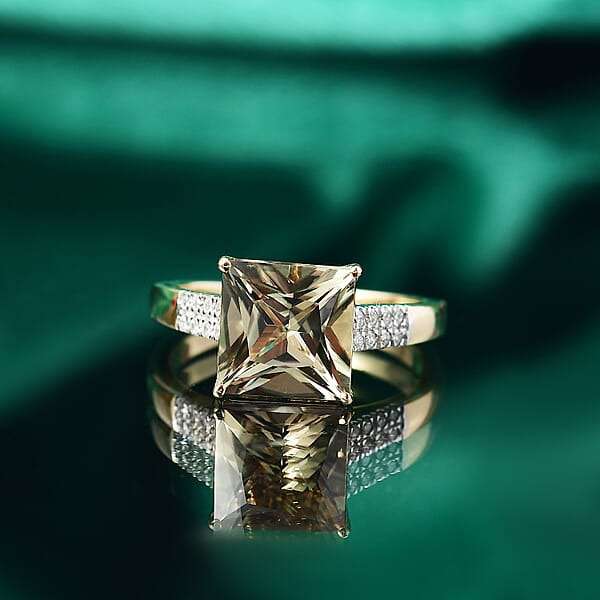 Shop Lc Certified & Appraised Luxoro AAA Turkizite And G-H I2 Diamond 4.04 Ctw Ring In 14K Yellow Gold