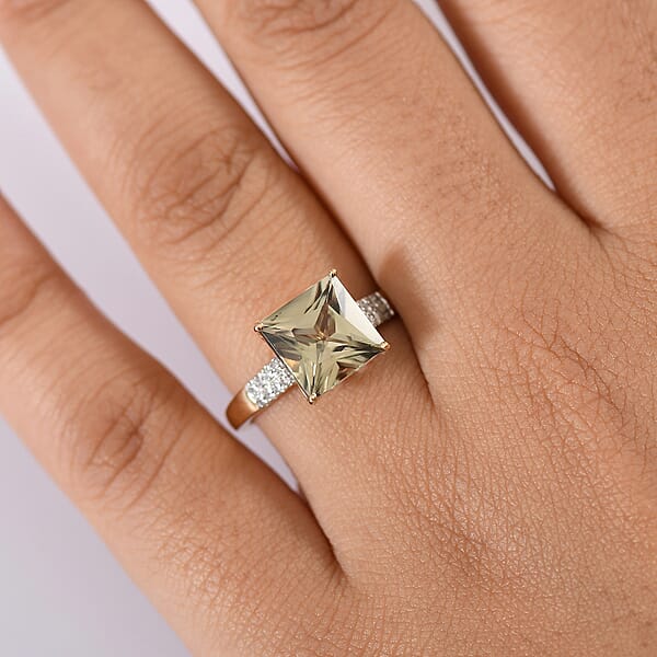 Shop Lc Certified & Appraised Luxoro AAA Turkizite And G-H I2 Diamond 4.04 Ctw Ring In 14K Yellow Gold