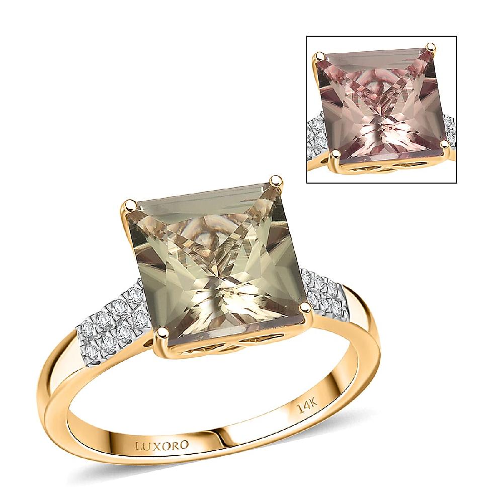 shop lc Certified & Appraised Luxoro AAA Turkizite and G-H I2 Diamond 4.04 ctw Ring in 14K Yellow Gold