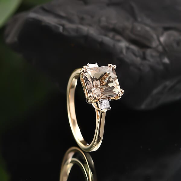 Shop Lc Certified & Appraised Luxoro AAA Turkizite And G-H I2 Diamond 3.59 Ctw Ring In 14K Yellow Gold