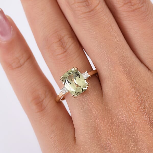 Shop Lc Certified & Appraised Luxoro AAA Turkizite And G-H I2 Diamond 3.59 Ctw Ring In 14K Yellow Gold