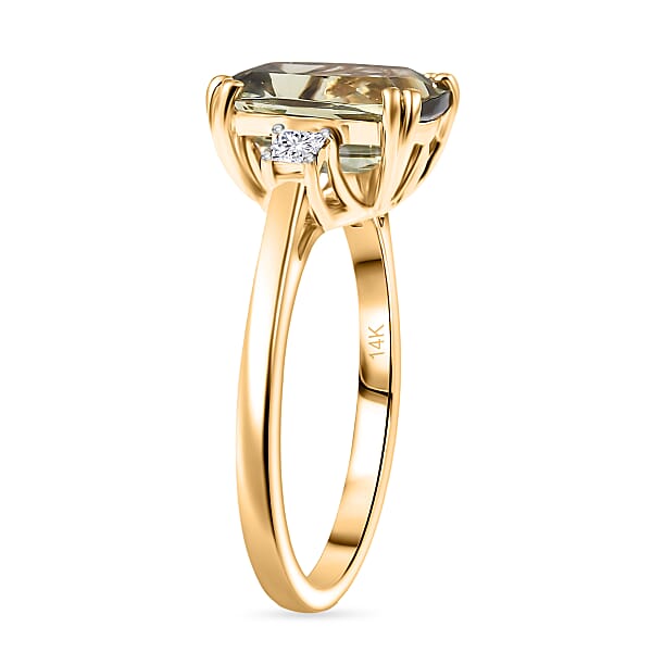 Shop Lc Certified & Appraised Luxoro AAA Turkizite And G-H I2 Diamond 3.59 Ctw Ring In 14K Yellow Gold