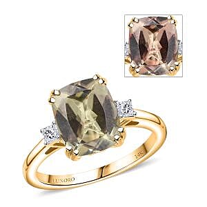 shop lc Certified & Appraised Luxoro AAA Turkizite and G-H I2 Diamond 3.59 ctw Ring in 14K Yellow Gold