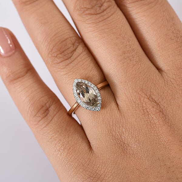 Shop Lc Certified & Appraised Luxoro AAA Turkizite And G-H I2 Diamond 2.40 Ctw Ring In 14K Yellow Gold