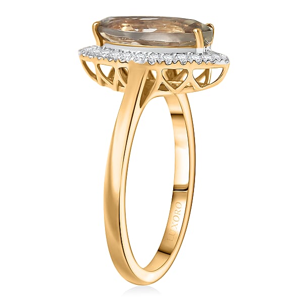 Shop Lc Certified & Appraised Luxoro AAA Turkizite And G-H I2 Diamond 2.40 Ctw Ring In 14K Yellow Gold