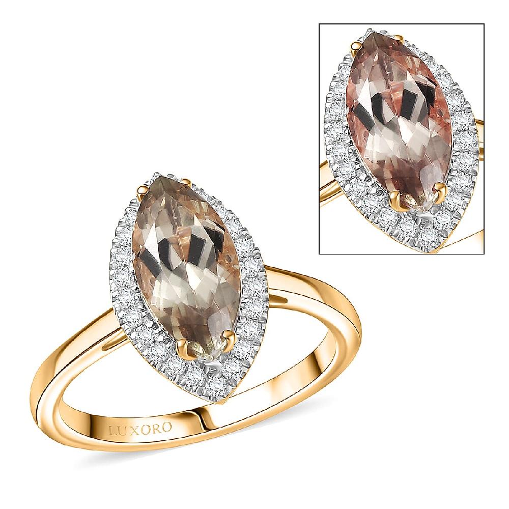 shop lc Certified & Appraised Luxoro AAA Turkizite and G-H I2 Diamond 2.40 ctw Ring in 14K Yellow Gold