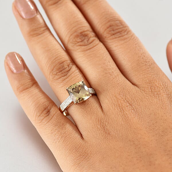 Shop Lc Certified & Appraised Luxoro AAA Turkizite And G-H I2 Diamond 6.04 Ctw Ring In 14K Yellow Gold 4.48 Grams (Del. In 10-15 Days)
