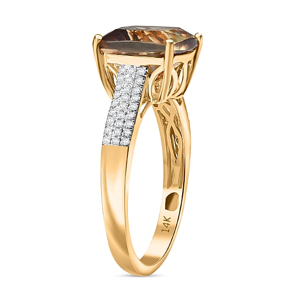 Shop Lc Certified & Appraised Luxoro AAA Turkizite And G-H I2 Diamond 6.04 Ctw Ring In 14K Yellow Gold 4.48 Grams (Del. In 10-15 Days)