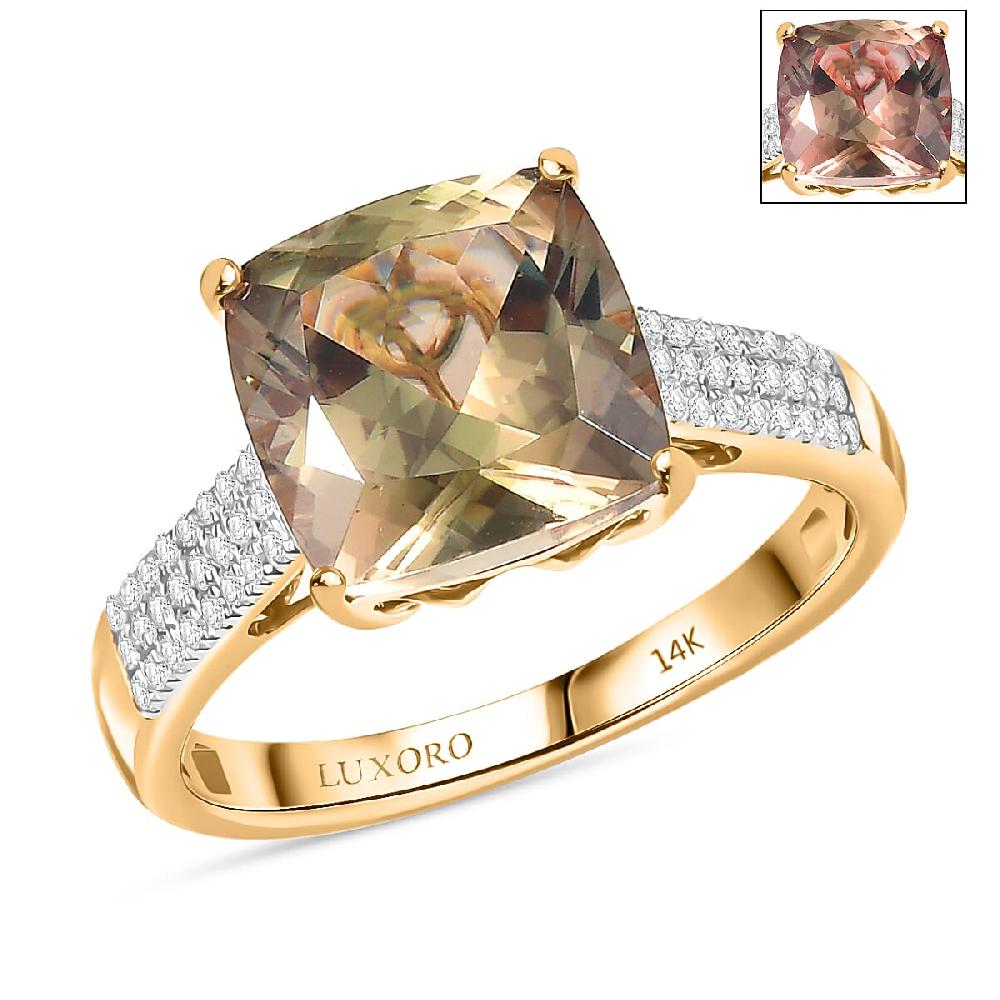 shop lc Certified & Appraised Luxoro AAA Turkizite and G-H I2 Diamond 6.04 ctw Ring in 14K Yellow Gold 4.48 Grams (Del. in 10-15 Days)